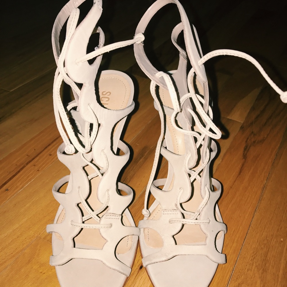 Tan lace up heels